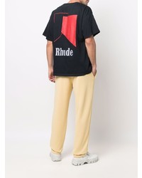 schwarzes bedrucktes T-Shirt mit einem Rundhalsausschnitt von Rhude