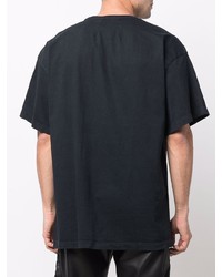 schwarzes bedrucktes T-Shirt mit einem Rundhalsausschnitt von Rhude