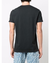 schwarzes bedrucktes T-Shirt mit einem Rundhalsausschnitt von Diesel