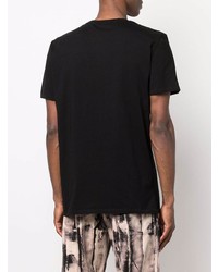 schwarzes bedrucktes T-Shirt mit einem Rundhalsausschnitt von Just Cavalli