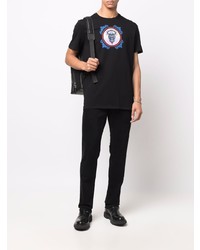 schwarzes bedrucktes T-Shirt mit einem Rundhalsausschnitt von Just Cavalli