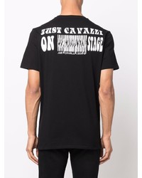 schwarzes bedrucktes T-Shirt mit einem Rundhalsausschnitt von Just Cavalli