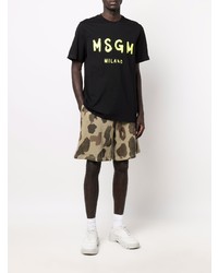 schwarzes bedrucktes T-Shirt mit einem Rundhalsausschnitt von MSGM