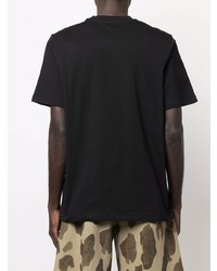 schwarzes bedrucktes T-Shirt mit einem Rundhalsausschnitt von MSGM