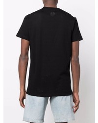 schwarzes bedrucktes T-Shirt mit einem Rundhalsausschnitt von DSQUARED2