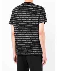 schwarzes bedrucktes T-Shirt mit einem Rundhalsausschnitt von Armani Exchange