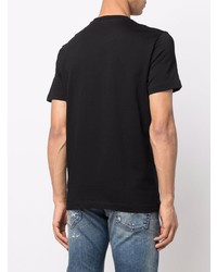 schwarzes bedrucktes T-Shirt mit einem Rundhalsausschnitt von Diesel