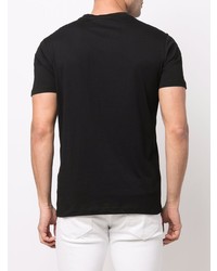 schwarzes bedrucktes T-Shirt mit einem Rundhalsausschnitt von Emporio Armani