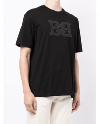 schwarzes bedrucktes T-Shirt mit einem Rundhalsausschnitt von Bally