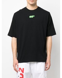 schwarzes bedrucktes T-Shirt mit einem Rundhalsausschnitt von Off-White