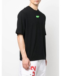 schwarzes bedrucktes T-Shirt mit einem Rundhalsausschnitt von Off-White