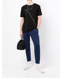 schwarzes bedrucktes T-Shirt mit einem Rundhalsausschnitt von Armani Exchange