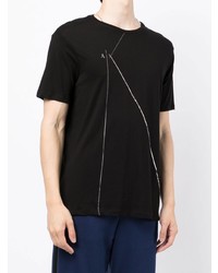 schwarzes bedrucktes T-Shirt mit einem Rundhalsausschnitt von Armani Exchange