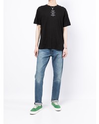 schwarzes bedrucktes T-Shirt mit einem Rundhalsausschnitt von Armani Exchange