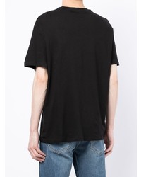 schwarzes bedrucktes T-Shirt mit einem Rundhalsausschnitt von Armani Exchange