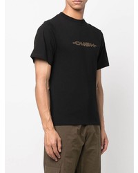 schwarzes bedrucktes T-Shirt mit einem Rundhalsausschnitt von Gmbh