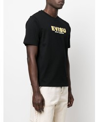 schwarzes bedrucktes T-Shirt mit einem Rundhalsausschnitt von Evisu