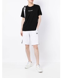 schwarzes bedrucktes T-Shirt mit einem Rundhalsausschnitt von Armani Exchange