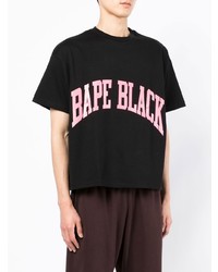 schwarzes bedrucktes T-Shirt mit einem Rundhalsausschnitt von BAPE BLACK *A BATHING APE®