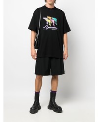 schwarzes bedrucktes T-Shirt mit einem Rundhalsausschnitt von Vetements