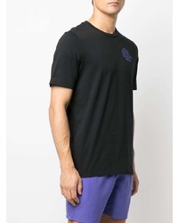 schwarzes bedrucktes T-Shirt mit einem Rundhalsausschnitt von adidas