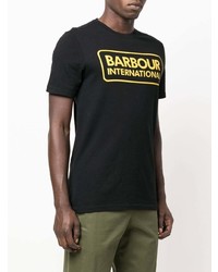 schwarzes bedrucktes T-Shirt mit einem Rundhalsausschnitt von Barbour International