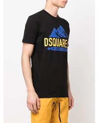 schwarzes bedrucktes T-Shirt mit einem Rundhalsausschnitt von DSQUARED2