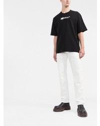 schwarzes bedrucktes T-Shirt mit einem Rundhalsausschnitt von Off-White