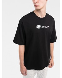 schwarzes bedrucktes T-Shirt mit einem Rundhalsausschnitt von Off-White