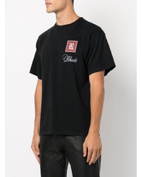 schwarzes bedrucktes T-Shirt mit einem Rundhalsausschnitt von Rhude