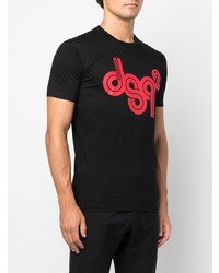 schwarzes bedrucktes T-Shirt mit einem Rundhalsausschnitt von DSQUARED2