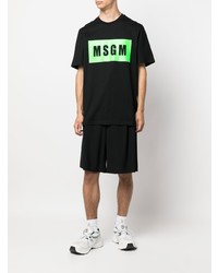 schwarzes bedrucktes T-Shirt mit einem Rundhalsausschnitt von MSGM