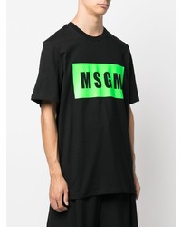 schwarzes bedrucktes T-Shirt mit einem Rundhalsausschnitt von MSGM