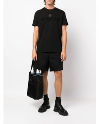 schwarzes bedrucktes T-Shirt mit einem Rundhalsausschnitt von Moncler