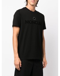 schwarzes bedrucktes T-Shirt mit einem Rundhalsausschnitt von Moncler