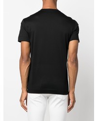 schwarzes bedrucktes T-Shirt mit einem Rundhalsausschnitt von Emporio Armani