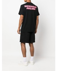 schwarzes bedrucktes T-Shirt mit einem Rundhalsausschnitt von Off-White