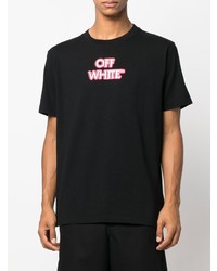 schwarzes bedrucktes T-Shirt mit einem Rundhalsausschnitt von Off-White