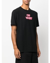 schwarzes bedrucktes T-Shirt mit einem Rundhalsausschnitt von Off-White