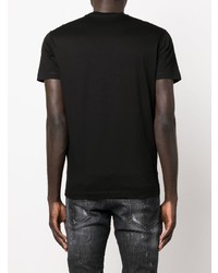 schwarzes bedrucktes T-Shirt mit einem Rundhalsausschnitt von DSQUARED2