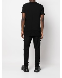 schwarzes bedrucktes T-Shirt mit einem Rundhalsausschnitt von Rick Owens DRKSHDW