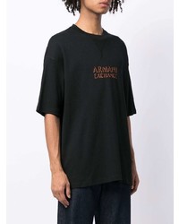 schwarzes bedrucktes T-Shirt mit einem Rundhalsausschnitt von Armani Exchange