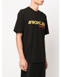 schwarzes bedrucktes T-Shirt mit einem Rundhalsausschnitt von MONCLER GRENOBLE