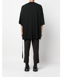 schwarzes bedrucktes T-Shirt mit einem Rundhalsausschnitt von Rick Owens DRKSHDW