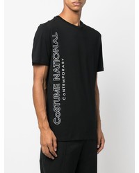 schwarzes bedrucktes T-Shirt mit einem Rundhalsausschnitt von costume national contemporary