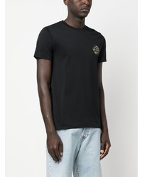 schwarzes bedrucktes T-Shirt mit einem Rundhalsausschnitt von VERSACE JEANS COUTURE