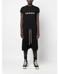 schwarzes bedrucktes T-Shirt mit einem Rundhalsausschnitt von Rick Owens DRKSHDW