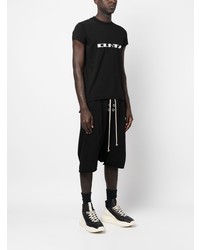 schwarzes bedrucktes T-Shirt mit einem Rundhalsausschnitt von Rick Owens DRKSHDW