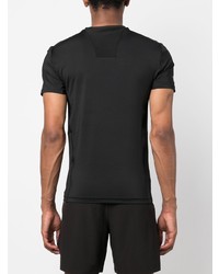 schwarzes bedrucktes T-Shirt mit einem Rundhalsausschnitt von Ea7 Emporio Armani