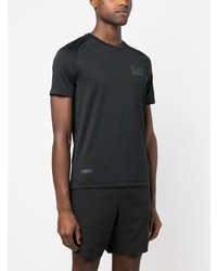 schwarzes bedrucktes T-Shirt mit einem Rundhalsausschnitt von Ea7 Emporio Armani